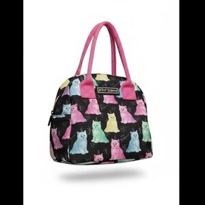 Betsey Johnson Pink Multicolor Cat Print Lunch Box